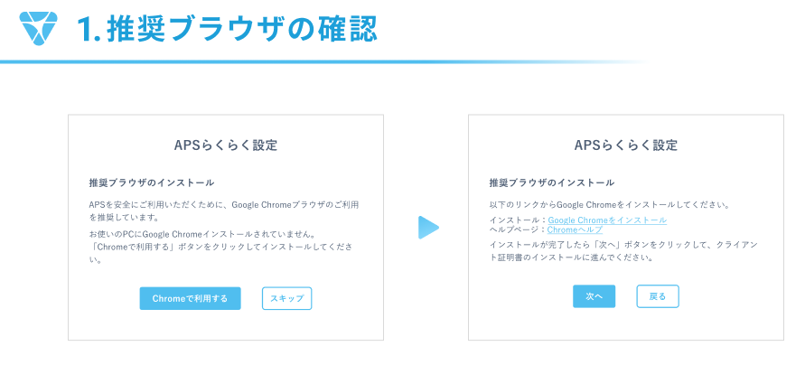 推奨ブラウザの確認画面